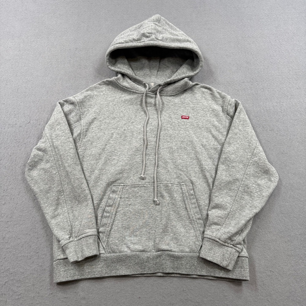 Vintage Levi's Hoodie Men's Small Gray Red Tab Fleece Lined Sweatshirt Athletic